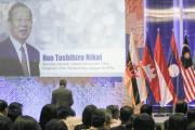 Ambassador of Japan to ASEAN, Amb Kazuo Sunaga, stepped to the stage to deliver a speech by Hon Toshihiro Nikai, the Secretary-General of the Liberal Democratic Party of Japan
